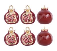 BENECREAT 6 Pack 11.5mm/0.45inch Mini Pomegranate Charm, Gold Plated Brass Enamel Charm, Deep Red Color Fruit Bead Charms for Jewelry Making DIY Craft Necklace Bracelet Accessories