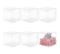 BENECREAT 6 Pack 3x3x3 Inch/ 8x8x8cm Plastic Party Favor Boxes PET Material Clear Gift Boxes, Square Shape for Wedding Candy Birthday Favors, Halloween Christmas Cookies Favors Packaging
