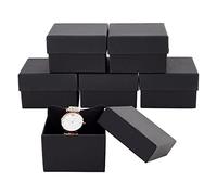 BENECREAT 6 Pack 8.7x8.7x5.5cm Black Bracelet Boxes Square Black Cardboard Jewellery Box with Velvet Filled for Bracelet Watch