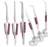 BENECREAT 6 Pack Professional Welding Tweezers Kit, Stainless Steel Construction, 45 Degree Rotating Circular Base Cross Lock Mechanism for Precision Soldering Work