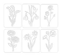 BENECREAT 6 Pcs 6 Styles Clay Embossing Stamps, 39x29mm Pottery Acrylic Embosser, Flower Polymer Texture for Making Earrings Jewerly, Polymer Clay Tools