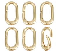 BENECREAT 6 Pcs Real 18K Gold Plated Oval Clasp Spring Claps, 18x10x3mm Brass Spring Gate Rings for Jewelry Making Buckle Bags Purses DIY Craft