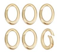 BENECREAT 6 Pcs Real 18K Gold Plated Oval Clasp Spring Claps, 18x13x3mm Brass Spring Gate Rings for Jewelry Making Buckle Bags Purses DIY Craft