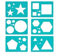 BENECREAT 6 Styles Acrylic Geometric Painting Stencil Templates, 17x12cm/6.7x4.7 Inch Clear Geometric Drawing Templates for Painting, Drawing, Spraying, 2.5mm Thick