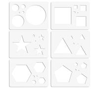 BENECREAT 6 Styles Acrylic Geometric Painting Stencil Templates, 17x12cm/6.7x4.7Inch Clear Geometric Drawing Templates for Painting, Drawing, Spraying, 3mm Thick