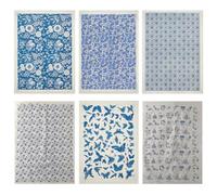 BENECREAT 6 Styles Blue and White Porcelain Pattern Ceramic Decals, Flower Pottery Ceramics Clay Transfer Paper, Underglaze Flower Paper for Pottery Enamel Decal, 38x53cm