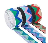 BENECREAT 6 Yards 3 Colors Wave Jacquard Elastic Band, 25mm Wide Stripe Sewing Elastic Stretch Trim Woven Ribbon for DIY Clothing Hand Band, Waist Belt, Home Decor