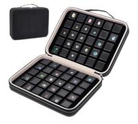 BENECREAT 60 Pcs Gemstone Display Box, Diamond Storage Case, Jewelry Organizer with PU Leather & Plastic, Sponge Protection for Gem Collection (Black)