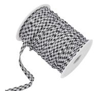 BENECREAT 60m Piping Tape, Black and White Plaid Ribbon, 11mm Wide Polyester Woven Edge Buffalo Plaid Ribbon for Crafts Decorations Box Wrapping Home Decorations