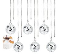 BENECREAT 6Pcs Disco Ball Ceiling Fan Pull Chain, Fan Pendant, Chain Extender for Easy Installation and Decorative Control in Living Room Bedroom