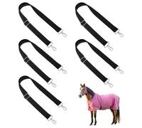 BENECREAT 6Pcs Horse Blanket Sheet Leg Straps, Replacement Stretchy Belly Strap with Double Swivel Snaps, 565~1005mm/22~40inch Adjustable Elastic Straps for Grazing and Stable