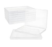 BENECREAT 6Pcs Photo Storage Boxes, 29.5x21cm Clear Plastic Scrapbook Paper Storage with Snap-Tight Latch for Magazine Document Craft Hobby Art Supplies
