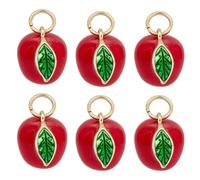 BENECREAT 6Pcs Red Real 18K Gold Plated Brass Pendant, Apple Dangle Charms Pendants Apple Charm with Jump Ring for Making Jewelry Bracelet Necklace DIY Crafts Accessories, 12x11x9.6mm/0.5x0.4x0.4inch