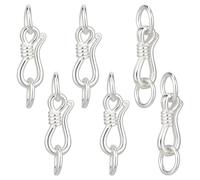 BENECREAT 6Sets 925 Sterling Silver S-Hook Clasps, 16.5mm Eye Clasp with Jump Rings for Diy Jewelry Making with Suede Fabric Polishing Cloth