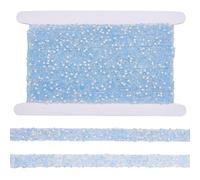BENECREAT 7 Yards/6.4m Pearls Self Adhesive Rhinestone Ribbon, 1.3cm/0.5 Inch Wide Bling Light Sky Blue Crystal Trim with White Pearls for DIY Crafts Wedding Party Decoration