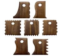 BENECREAT 7Pcs Pottery Foot Shaper Trimming Tools, Pine Wood Clay Sculpting Tools, Clay Texture Ribs for Ceramic Modeling Carving DIY Supplies 80x63.5~82x5.5mm/3.1x2.5~3.2x0.2 Inch