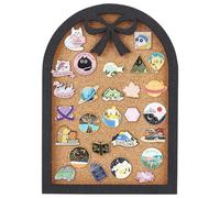 BENECREAT 7x5 Inch/ 17.8x12.7cm Brooch Pin Board Cork Display Board with Bowknot Arch Design for Brooch Storage Display in Office Home and School