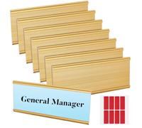BENECREAT 8 Pack 24x9.7cm/9.44x3.82inch Aluminum Nameplate Holder, Professional Office Signage Business Nameplate Bracket, Business Sign Holder for Wall and Door Mount Meeting Room Display, Golden