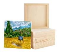 BENECREAT 8 Pack Square Wood Panels, 20x20cm/8x8inch Unfinished Wood Canvas Boards, Wooden Painting Panels for DIY Art, Oil Painting and Craft Projects, Antique White
