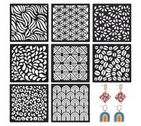 BENECREAT 8 Style Acrylic Clay Templates, Polymer Clay Texture Sheet, Jewelry Making Tools for DIY Craft Making Handmade Earring Creation