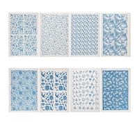 BENECREAT 8 Styles Blue and White Pottery Ceramics Clay Transfer Paper Porcelain Pattern Ceramic Decals, Underglaze Flower Paper for Pottery Enamel Decal, 38x53cm