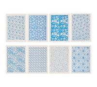 BENECREAT 8 Styles Pottery Ceramics Clay Transfer Paper, 53x38cm Blue and White Porcelain Pattern Ceramic Decals Underglaze Transfers Decals for Pottery Enamel