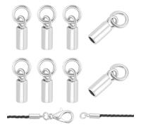 BENECREAT 8PCS 925 Sterling Silver Crimp End Caps, 1.5mm Diameter Crimp Ends Beading Cord Wire Thread Thread Protector with Jump Ring for Necklaces Bracelets Jewelry Craft Making, 6.4x3.5x2mm