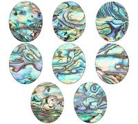 BENECREAT 8pcs Abalone Shell Cabochon Natural Paua Shell Cabochons Loose Gemstone Oval Abalone Shell Charms Single-Sided Shell for Home Decor, DIY Jewelry Making, 26x21x1mm