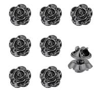 BENECREAT 8PCS Alloy Flower Brooch Pins, Black Rose Lapel Pins, Men's Brooch Pins Suit Accessories for Wedding Birthday Anniversary Father's Day 13x13mm/0.5x0.5inch