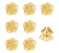 BENECREAT 8PCS Alloy Flower Brooch Pins, Golden Rose Lapel Pins, Men's Brooch Pins Suit Accessories for Wedding Birthday Anniversary Father's Day 13x13mm/0.5x0.5inch