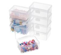 BENECREAT 8Pcs Clear Plastic Box Container 8.35x5.8x3.65cm Transparent Rectangle Storage Organizer with Lids for Beads, Small Items and Other Craft Projects, 3.2x2.2x1.4