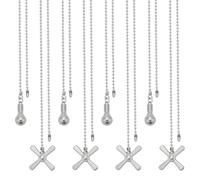 BENECREAT 8Pcs Light Bulb and Fan Ceiling Fan Pull Chain Extenders, 30cm/12inch Zinc Alloy Ceiling Fan Extension with Ball Chain for Ceiling Light Fans Lamps and Wall Lights, Platinum
