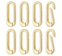 BENECREAT 8Pcs Real 18K Gold Plated Brass Oval Clasps, 18x7mm/ 0.71x0.28 inch Spring Bail Clasp Rings Connector Carabiner for Bracelet Anklet Jewelry Making