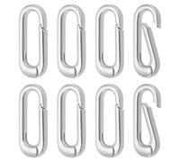 BENECREAT 8Pcs Real Platinum Plated Brass Oval Clasps, 18x7mm/ 0.71x0.28 inch Spring Bail Clasp Rings Connector Carabiner for Bracelet Anklet Jewelry Making