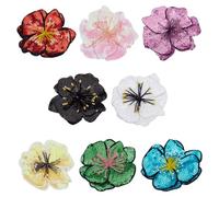 BENECREAT 8Pcs Sequins Flower Beaded Patches, Colorful Flowers Embroidery Beaded Patches, DIY Flower Beaded Patch for T-Shirt Handbag Backpack Jeans Jackets Shoes Clothing and DIY Crafts