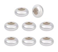 BENECREAT 8pcs Stopper Beads 925 Sterling Silver Spacer Bead 6mm Clip Stopper Charms Rondelle Bead with Silica Gel for DIY Bracelet Necklace Jewelry Making Accessorie