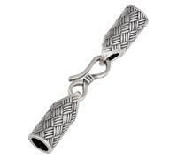 BENECREAT 925 Sterling Silver Crimp End Cap, 35.5mm Long Barrel End Tip with Clasp, Bracelet Closure for Jewelry Making, Silver Cord Ends for Leather Cord, Bracelet, Necklace