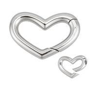 BENECREAT 925 Sterling Silver Heart Carabiner, Silver Hook Clip Clasp with Spring-Loaded Gate, Hardware Closure, Craft Connector for Key Rings, Handbags and Jewelry Making, 11x16x2.5mm