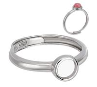 BENECREAT 925 Sterling Silver Round Bezel Blank Cup Ring Setting, 5mm Round Bezel Cup Size 18mm Blank Adjustable Rings for Jewelry Making