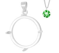 BENECREAT 925 Sterling Silver Round Bezel Pendant, Cabochon Setting Pendant with 4 Claws Fit 20mm/0.8 Inch Gemstones for DIY Necklace Jewelry Making, 25x22.5x7.5mm/1x0.9x0.3 Inch