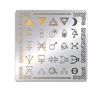 BENECREAT Alchemical Sign Stainless Steel Stencil, Border Triangle Symbol Patterns Metal Journal Template for Wood Burning Engraving Painting Scrapbooking, 6x6 inch