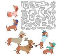 BENECREAT Animal Cutting Dies Dog with Coffe Hat Metal Stencil Template 9.2x7.6cm Embossing Stencils for DIY Crafts Scrapbook Album