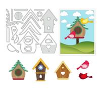 BENECREAT Bird House Cutting Dies, Bird's Nest Carbon Steel Cutting Dies Stencils Scrapbooking Template for DIY Embossing Photo Album Decorative Paper Cards Making, 13.7x12cm/ 5.4x4.7inch