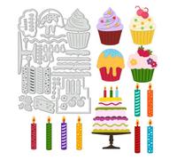 BENECREAT Birthday Cupcake Cutting Dies, Cakes Candles Die Cuts Embossing Stencils for DIY Scrapbooking Photo Album Decorative Embossing Paper Card Christmas Thanksgiving Gifts