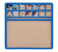 BENECREAT Blue Bead Mat, 30x30cm Rectangle Felt Bead Design Board with Scales and 14 Grids, Beads Tray for Jewelry Making, Beading Supplies