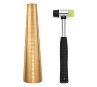 BENECREAT Bracelet Mandrel Sizer Set, Including Iron Hammer, Stainless Steel Round Bracelet Mandrel with Graduated, Adjust Jewelry Making Tool for Jewelry Makers DIY(Gold)