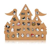 BENECREAT Castle Pin Board, 13x11 Inch/ 33x28cm Wooden Cork Board with Double Flag Design - Brooch Display Board for Home & Office Decor