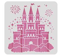BENECREAT Castle Plastic Painting Stencil, 30x30cm Star Firework Pattern Craft Template DIY Art Craft Stencil for Scrabooking Card Wood Paper Wall Decoration