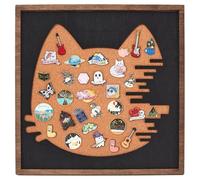 BENECREAT Cat Pin Board Cork Board, 30x30cm/ 11.8x11.8 Inch Bulletin Display Board Wall Mounted Cork Board with Wood Frame for Brooch Pin Storage Display, Office Home and School Decor