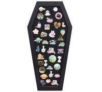 BENECREAT Coffin Pin Display Board, 40x19.8x1.8cm/ 15.7x7.8x0.7inch Bulletin Display Board Wall Mounted Felt Board with Black Wood Frame for Brooch Pin Display, Office Home Decor